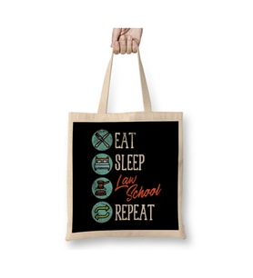 Eat Sleep Law Repeat School Lawyer Gift Avukata Hediye 04 Beyaz Bez Çanta Alışveriş Çantası