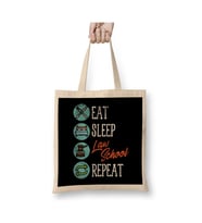 Eat Sleep Law Repeat School Lawyer Gift Avukata Hediye 04 Beyaz Bez Çanta Alışveriş Çantası