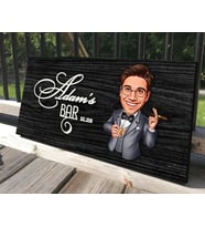 BK Gift Kişiye Özel Erkek Karikatürlü Kabartma Tasarım Antik Siyah (Ebony) Ahşap Tabela-11, Dekoratif Tabela, Rustik Ev Dekorasyonu, Duvar Dekoru