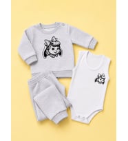 3'lü Hediye Set Mevsimlik Takım + Bebek Body Zıbın Baskı Çeşitleri