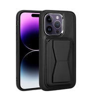Apple iPhone 14 Pro Kılıf Kartlıklı Standlı ?Suni Deri Memo Kılıf (Siyah)
