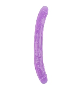 Hi-Rubber Şeffaf Jel Çift Taraflı Dildo - 32.5cm Mor