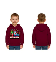 Unisex roblox Baskılı Çocuk Swaetshirt  Baskılı Kapüşonlu 3 İplik Şardonlu (Bordo)