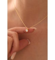 Gümüş Tek Taş Kolye 925 Ayar Gümüş Kolye