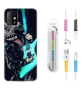 INFINIX Hot 8 9 10 11S Hot 10 Play 10T Kılıf Kablo Koruma Spiral Silikon Dog Guitar 1789