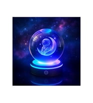 Dekoratif Ağaç Tasarımlı Ahşap Altlıklı Işıklı Cam Küre Orta Boy (RGB)