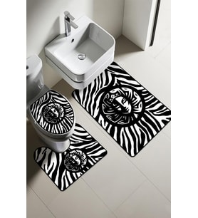 Modern Desenli Dijital Baskı 3’lü Banyo Paspas Takımı Yıkanabilir Kaymaz Tabanlı Klozet Takımı KLZ0034 (Çok Renkli)