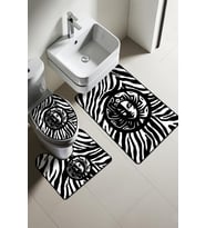 Modern Desenli Dijital Baskı 3’lü Banyo Paspas Takımı Yıkanabilir Kaymaz Tabanlı Klozet Takımı KLZ0034 (Çok Renkli)