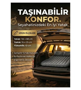 Araç İçi Şişme Yatak Araba Ve Kamp Yatağı Çanta Elektrikli Pompa Tamir Kiti Ve Yastıklı Yatak Seti