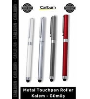 Özel Üretim Şık Dokunmatik Başlıklı Kurumsal Prestijli Promosyon Metal Touchpen Roller Kalem Gümüş