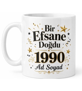 İsme Özel Efsane Doğdu Yazılı Kupa Bardak Doğum Günü Hediye