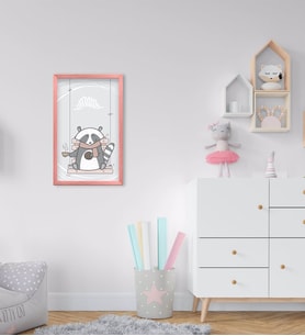 BK Home Sevimli Hayvan Tasarımlı Dekoratif Pembe Ahşap Çerçeveli Çocuk Odası Tablo-4