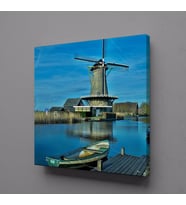 KIYIDAKİ DEĞİRMEN KANVAS TABLO 90x90cm (Karışık)
