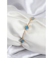 316L Çelik Gold Renk Buz Mavisi Baby Boy Yonca Kadın Bileklik 5886 - HPSBYI3798-7151