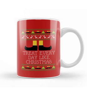 Treat Every Day Like Christmas Elf Quote Knit Kupa Bardak Porselen