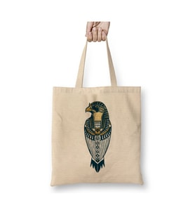 Ancient Egypt Antik Mısır Horus Şahin Beyaz Bez Çanta Uzun Saplı Alışveriş Çantası Plaj Çantası
