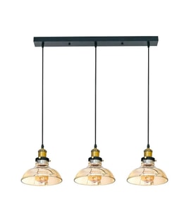 RİOLİGHT VİNTAGE,RETRO,RUSTİK BAL CAMLI 3XE27 DUYLU SİYAH METAL GÖVDE MASA ÜSTÜ AVİZE UZUNLUK:60CM 