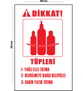 Metal Dikkat Tüpleri Yağlı Elle Tutma 20cm x 30cm A4 Büyüklüğünde Uyarı Levhası Yönlendirme Tabelası