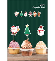 Kış Konseptli *Kürdanlı Cupcake Süsü 20'li Kalın Kağıt