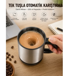 Mikser Kupa Yazılı Mug Bardak Karıştırma Özelliği