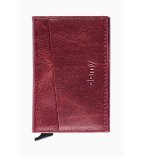 Hakiki Deri Unisex Mekanizmalı Kartlık 611CR - Bordo