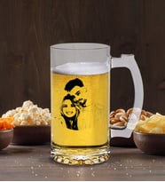 BK Gift Kişiye Özel Sevgililer Silüet Tasarımlı Cam Bira Bardağı 50cl-1 (Beyaz)