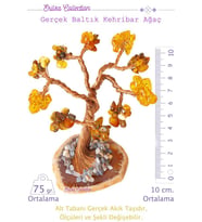 Sertifikalı Gerçek Baltık Damla Kehribar Doğal Taşı Ağaç - Akik Plakalı (Çok Renkli)