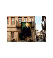 Başkumandan Gazi Mustafa Kemal Atatürk Poster Bayrak Premium Raşel Kumaş 300x450cm ATA7