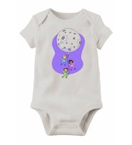 Unisex Bebek Beyaz Organik Baskılı Pamuklu Body