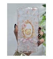 Xiaomi Redmi 12 Uyumlu Sevimli Ayıcık ve Çiçek Desenli Şeffaf Telefon Kılıfı