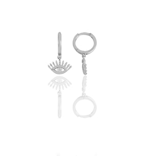 Söğütlü Silver Gümüş rodyumlu zirkon taşlı kirpikli göz küpe