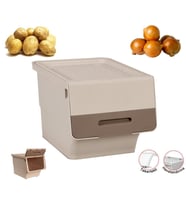 Motek Patateslik Soğanlık Tekerlekli Organizer Çok Amaçlı Saklama Kutusu 1X33 Lt Açık kahve+Krem (Çok Renkli)