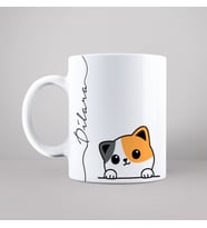 Sevimli Kedi Baskılı Kupa Kişiye Özel