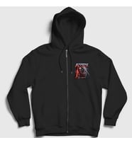 Presmono Unisex Siyah Reaper Accept Fermuarlı Kapüşonlu Sweatshirt 180778tt