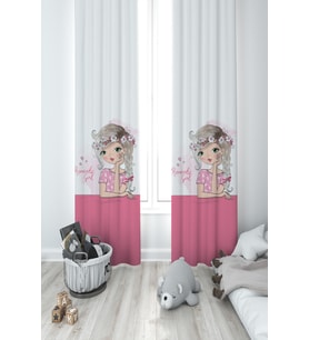 MEKTA HOME BEBEK VE ÇOCUK ODASI Romantic Girl Desenli 2 Kanat Fon Perde