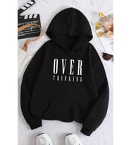 Over Thinking Baskılı Unisex Oversize Sweatshirt (Siyah)