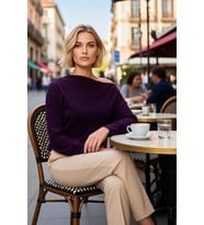 Kadın Bluz Dar Kalıp Kayık Yaka Düşük Kol Uzun Krep Dokuma Kumaş Düz Desen Casual Ortam Şık