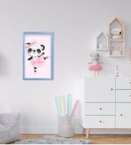 BK Home Sevimli Panda Tasarımlı Dekoratif Mavi Ahşap Çerçeveli Çocuk Odası Tablo-1