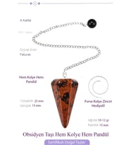 Sertifikalı Kahverengi Obsidyen Taşı Pandül Sarkaç Hem Pandül - Hem Kolye (Çok Renkli)