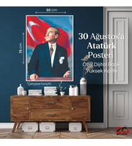 Atatürk Portre 50x75cm Raşel Kumaşa Dijital Baskı ata no10 -Kalın Plastik Hediye Kutusunda Gelir-