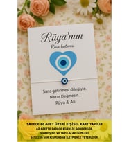 Nazar Bileklik - 20 Adet Kişisel Kartlı - Kına Hediye - Mevlid Hediye - Sünnet Hediye - Nişan Hediye