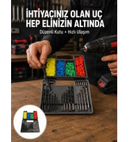 Matkap Ucu Seti 24 Parça Organizer Kutulu Ahşap Metal Beton Uyumlu Yeni Nesil