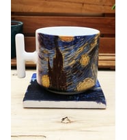 Vincent Van Gogh Set 9 - T Kulplu Fincan Kupa-Doğal Taş Bardak Altlığı 1