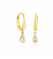 Damla Taşlı Altın Sallantılı Küpe 14K Gold (Çok Renkli)
