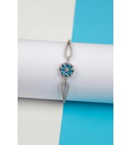 925 Ayar Gümüş Aqua Taşlı Lotus Bayan Bileklik