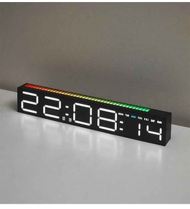 Monozone Dijital LED Masa Saati (Ses Ritim Sensörlü) RGB Işıklı Alarm Saat Müzikle Senkron Dekoratif Gece Lambası