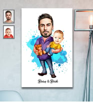 Kişiye Özel Babalar Günü Baba Erkek Bebek Karikatürlü Ahşap Tablo Model-3