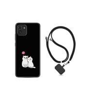 Samsung Galaxy A03 Kılıf Ipli Boyun Askılı Desenli Silikon Love Cats 1690
