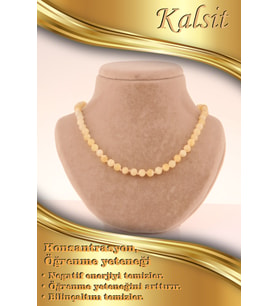 Kalsit Doğaltaş Düğümlü Kolye 6 mm, M170