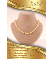 Kalsit Doğaltaş Düğümlü Kolye 6 mm, M170